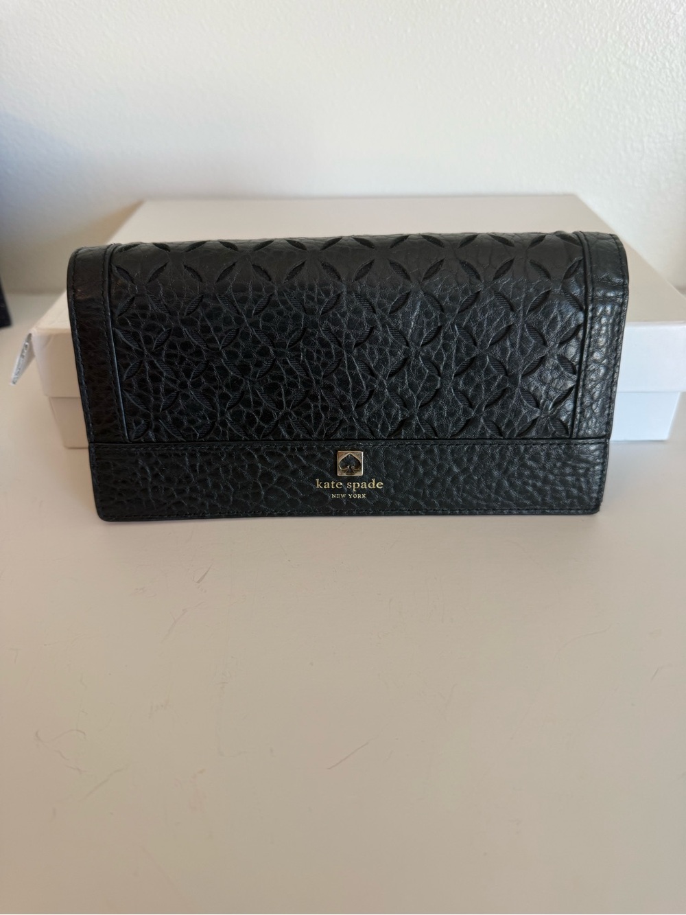 Kate Spade New York Black Cutout Leather Continental Wallet